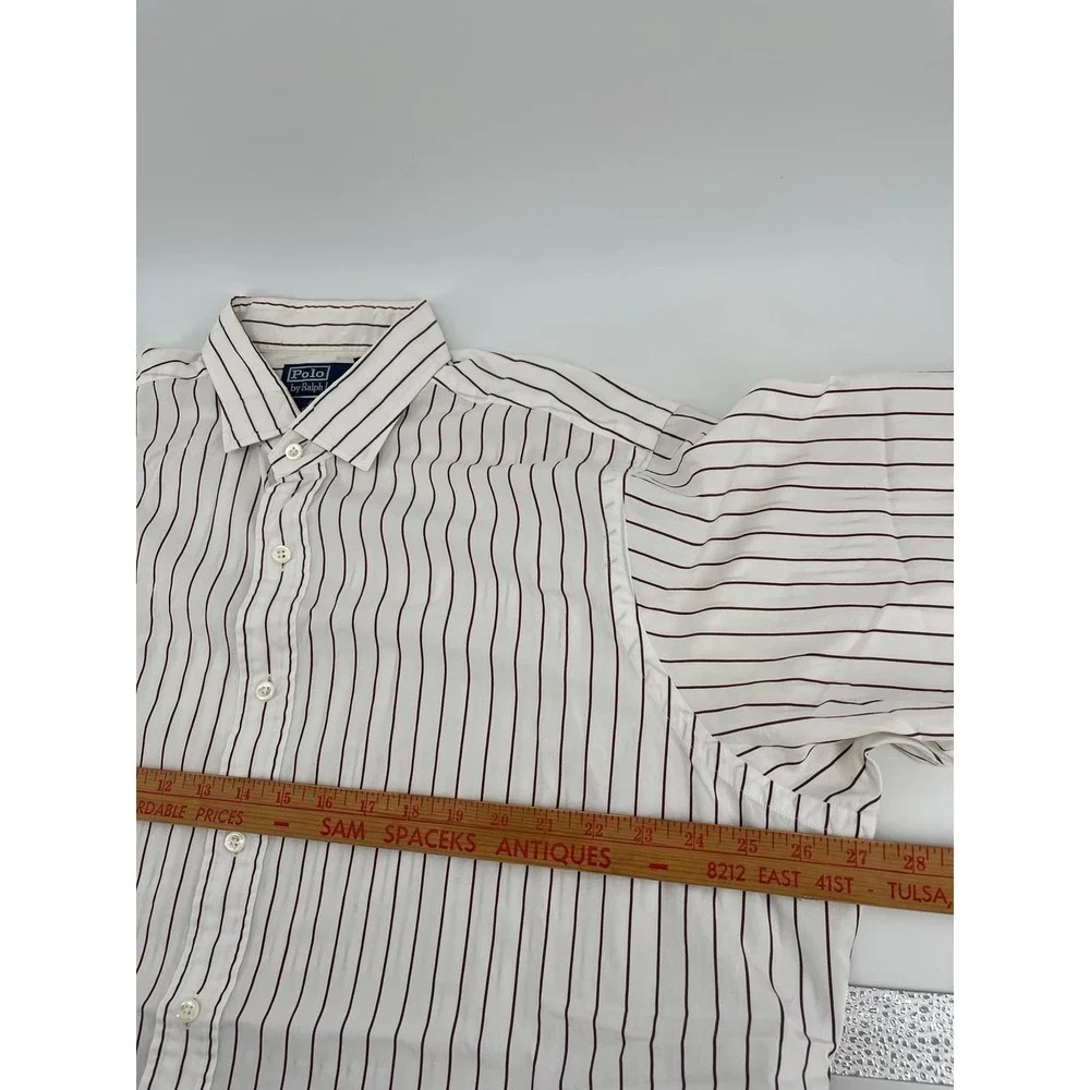 Polo Ralph Lauren Classic Fit Shirt Mens XL 17.5 White Striped Button Down‎